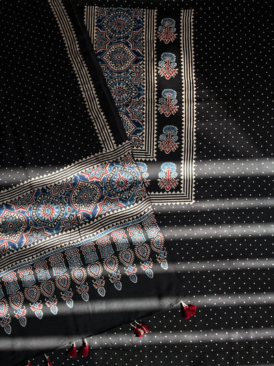 TIYA :Handblock Ajrakh Modal Silk 2 piece Suit
