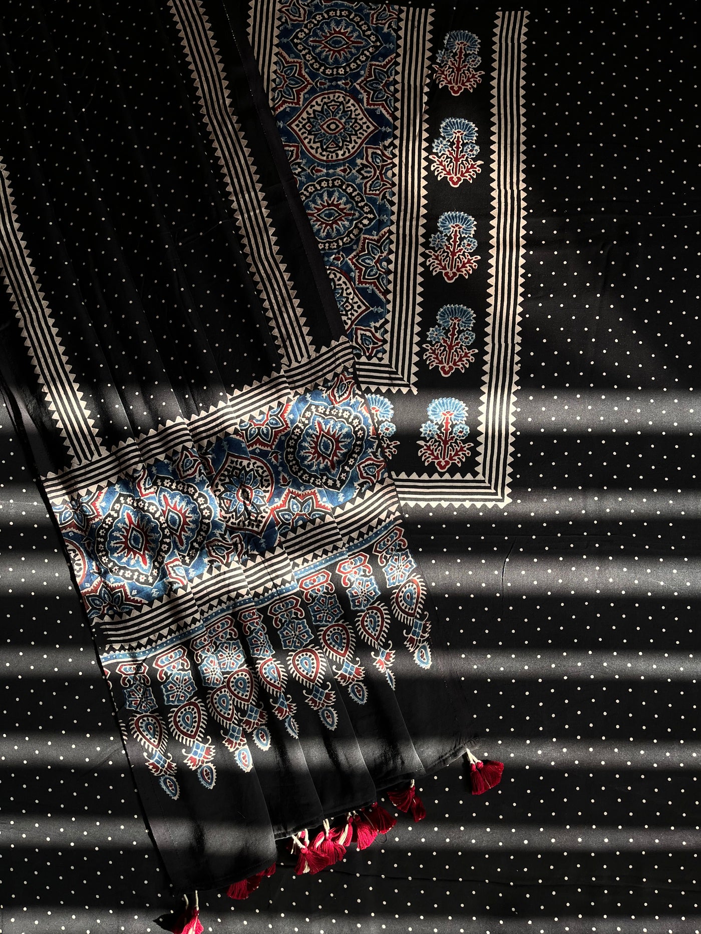 TIYA :Handblock Ajrakh Modal Silk 2 piece Suit