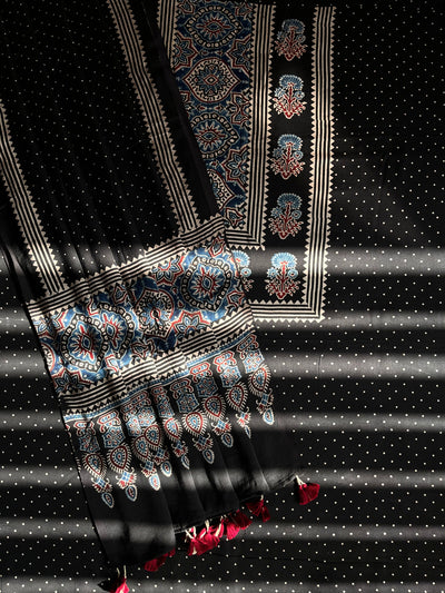 TIYA :Handblock Ajrakh Modal Silk 2 piece Suit