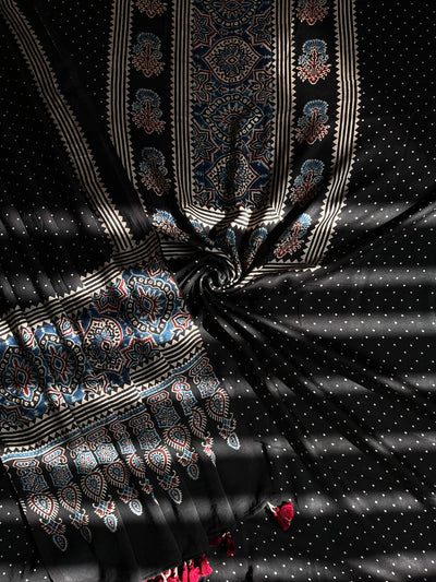 TIYA :Handblock Ajrakh Modal Silk 2 piece Suit