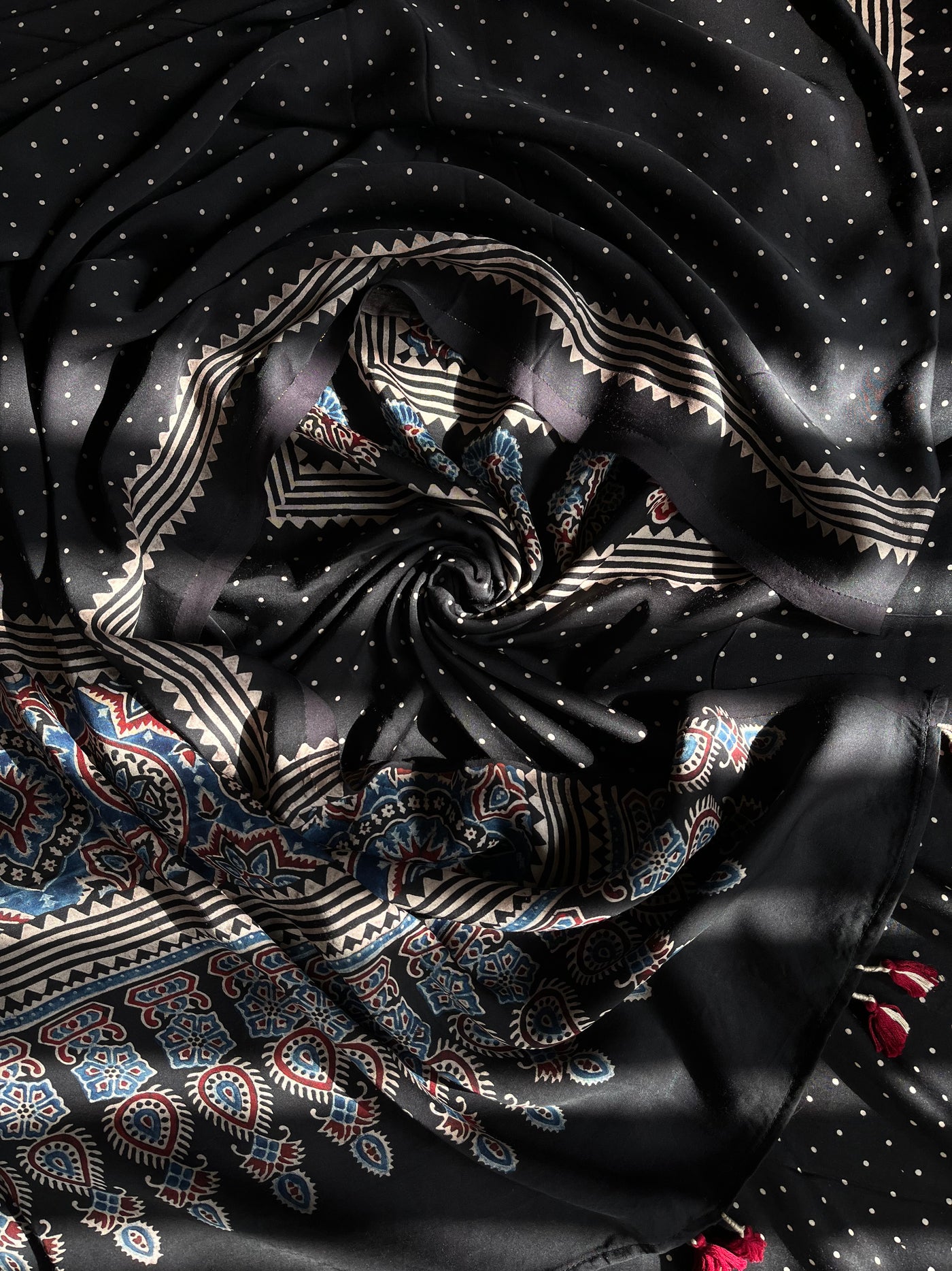 TIYA :Handblock Ajrakh Modal Silk 2 piece Suit