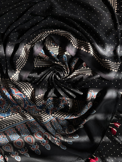 TIYA :Handblock Ajrakh Modal Silk 2 piece Suit