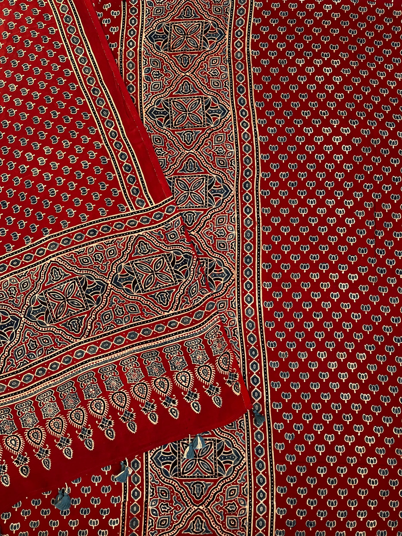 Surya:Handblock Ajrakh Modal Silk 2 piece Suit