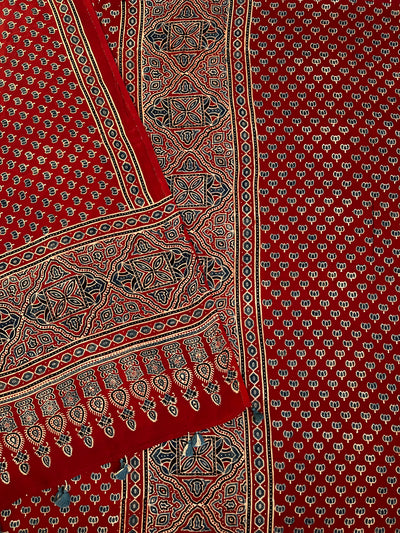 Surya:Handblock Ajrakh Modal Silk 2 piece Suit