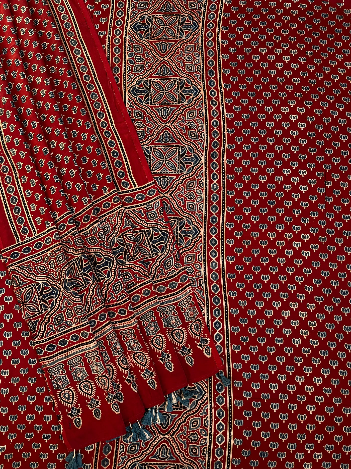 Surya:Handblock Ajrakh Modal Silk 2 piece Suit