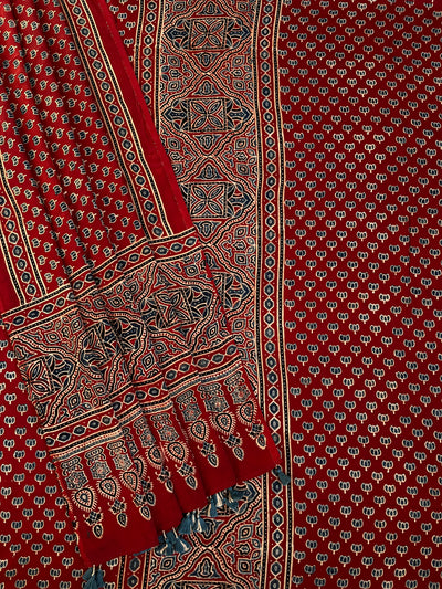 Surya:Handblock Ajrakh Modal Silk 2 piece Suit