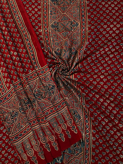 Surya:Handblock Ajrakh Modal Silk 2 piece Suit