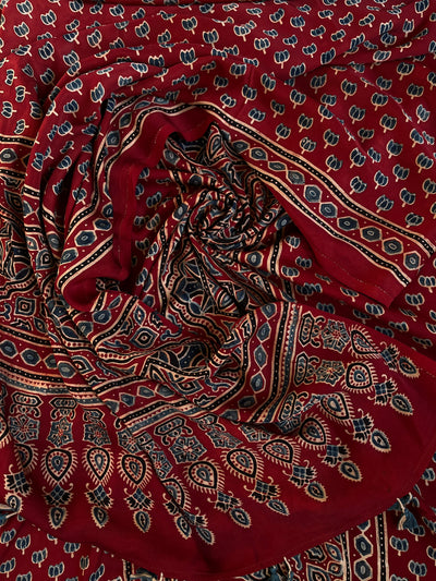 Surya:Handblock Ajrakh Modal Silk 2 piece Suit