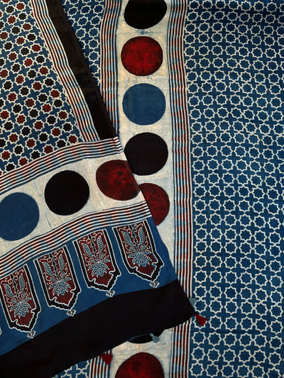 Reeva:Handblock Ajrakh Modal Silk 2 piece Suit