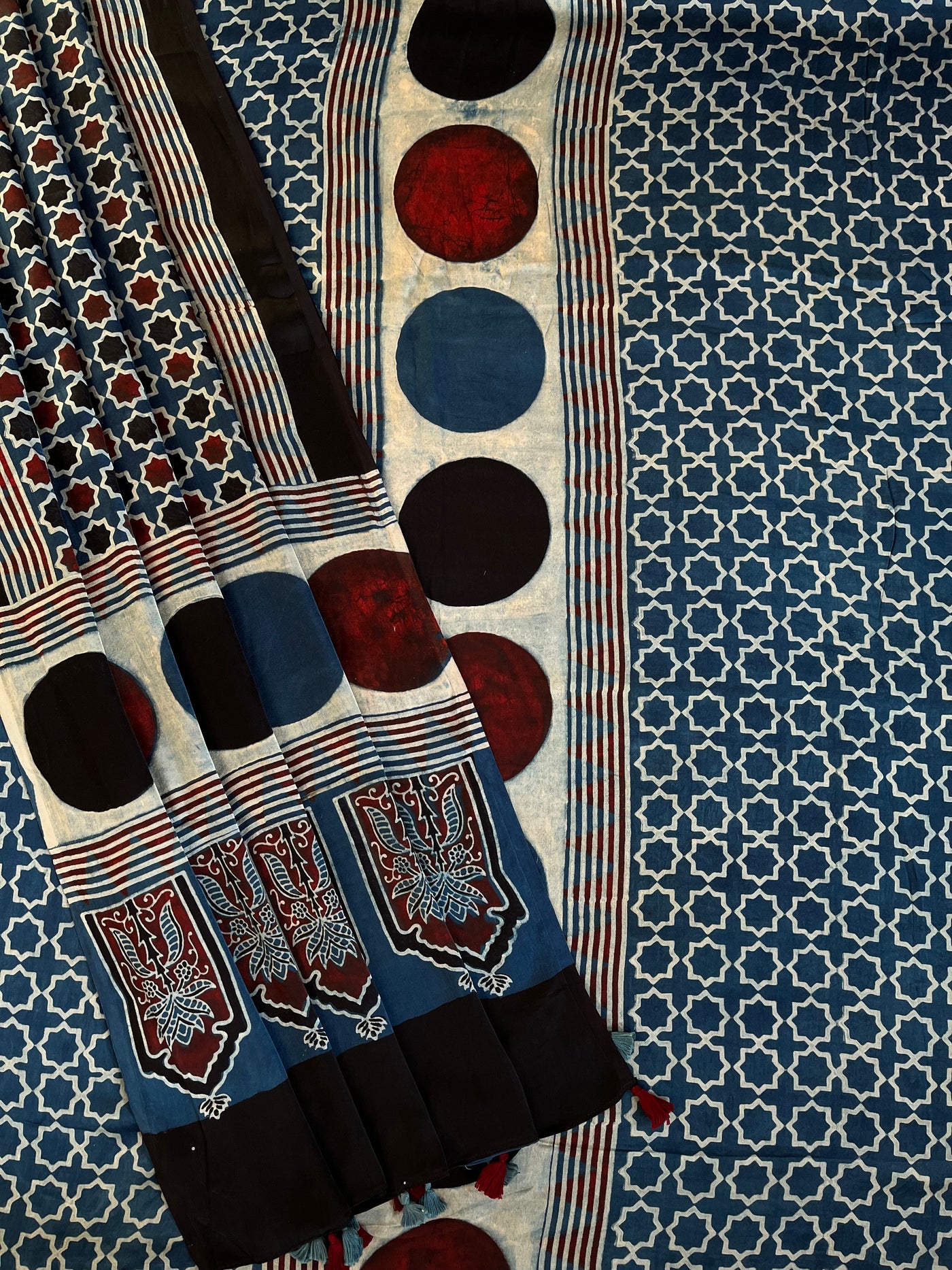 Reeva:Handblock Ajrakh Modal Silk 2 piece Suit