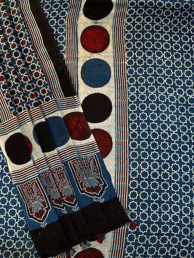 Reeva:Handblock Ajrakh Modal Silk 2 piece Suit