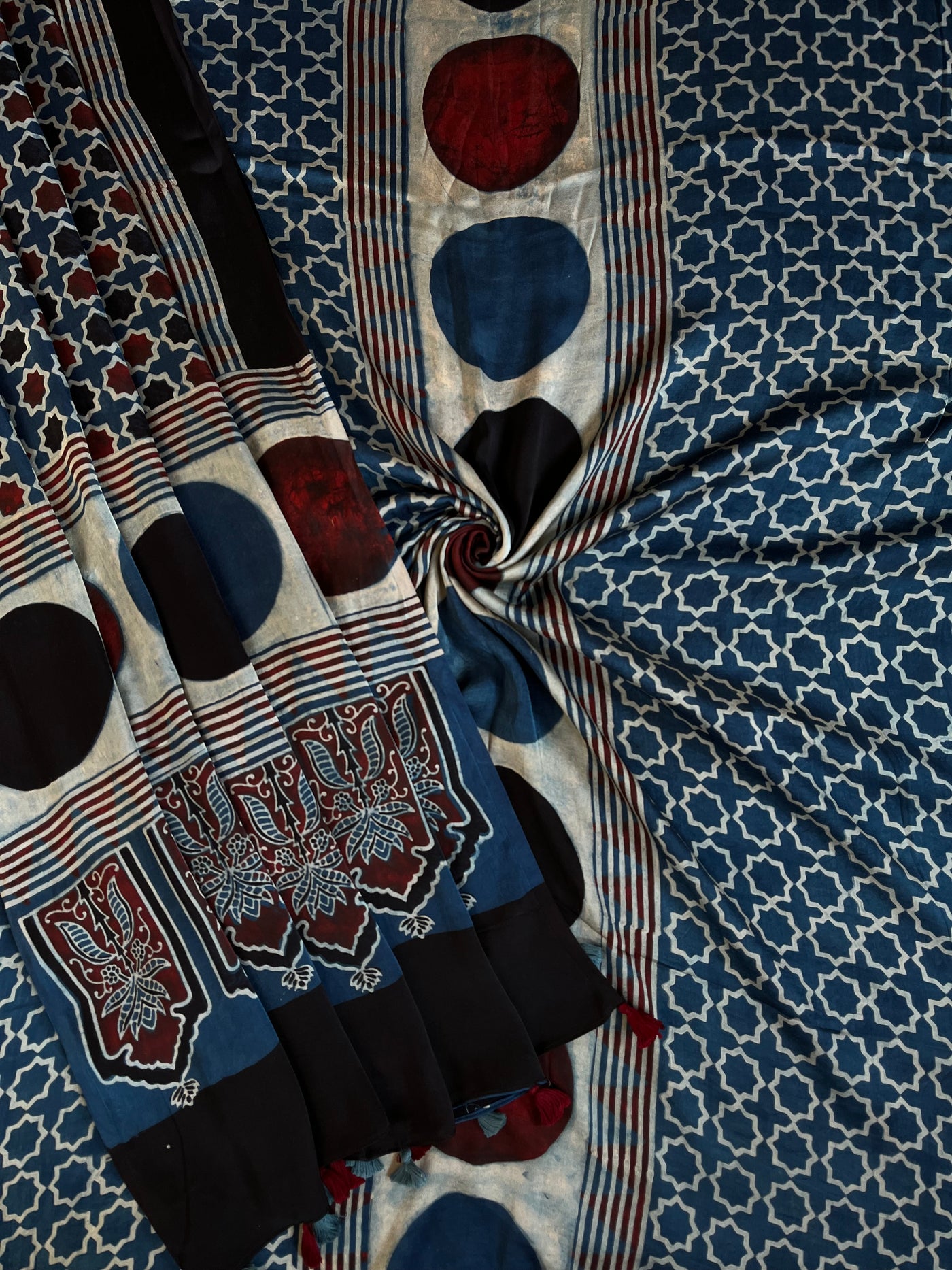 Reeva:Handblock Ajrakh Modal Silk 2 piece Suit