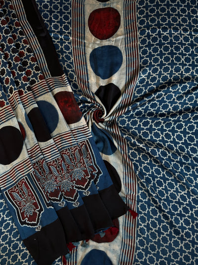 Reeva:Handblock Ajrakh Modal Silk 2 piece Suit