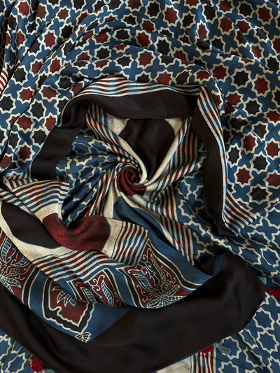 Reeva:Handblock Ajrakh Modal Silk 2 piece Suit