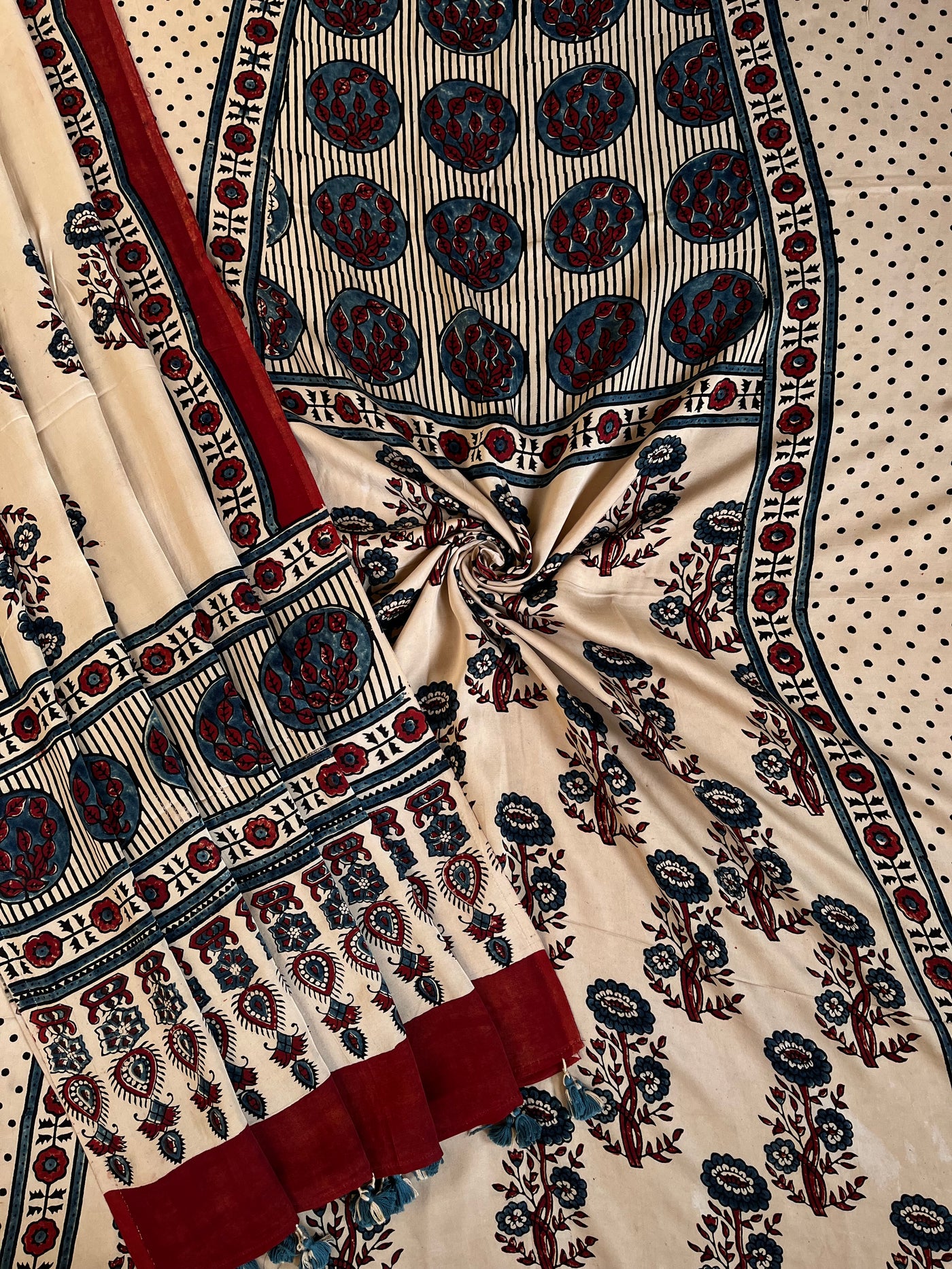 Gopika:Handblock Ajrakh Modal Silk 2 piece Suit
