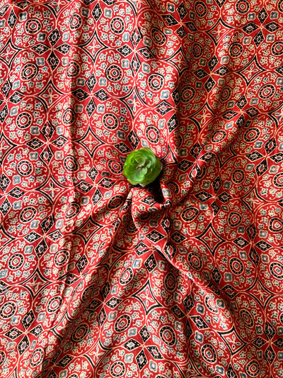 KAVITA:MADDER,HANDBLOCK AJRAKH MODAL SILK GHARCHOLA SAREE