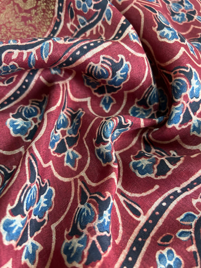 LEKHA: Handblock Dola silk ajrakh sari