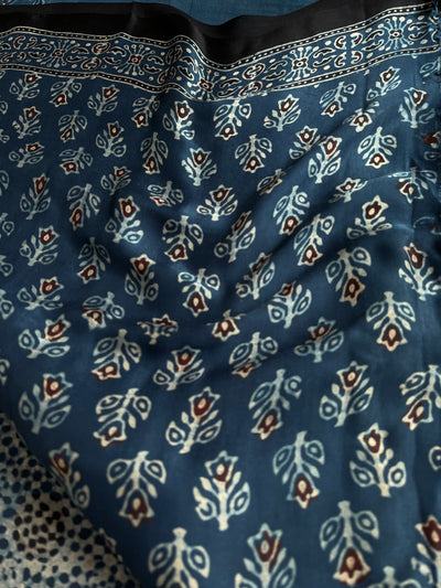 MOHINI: HANDBLOCK AJRAKH MODAL SILK SAREE WITH TISSUE PALLU