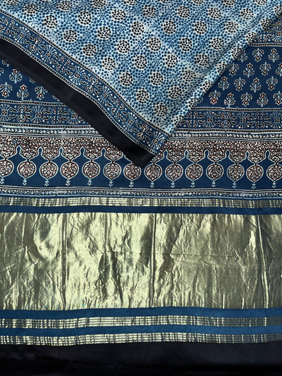 MOHINI: HANDBLOCK AJRAKH MODAL SILK SAREE WITH TISSUE PALLU