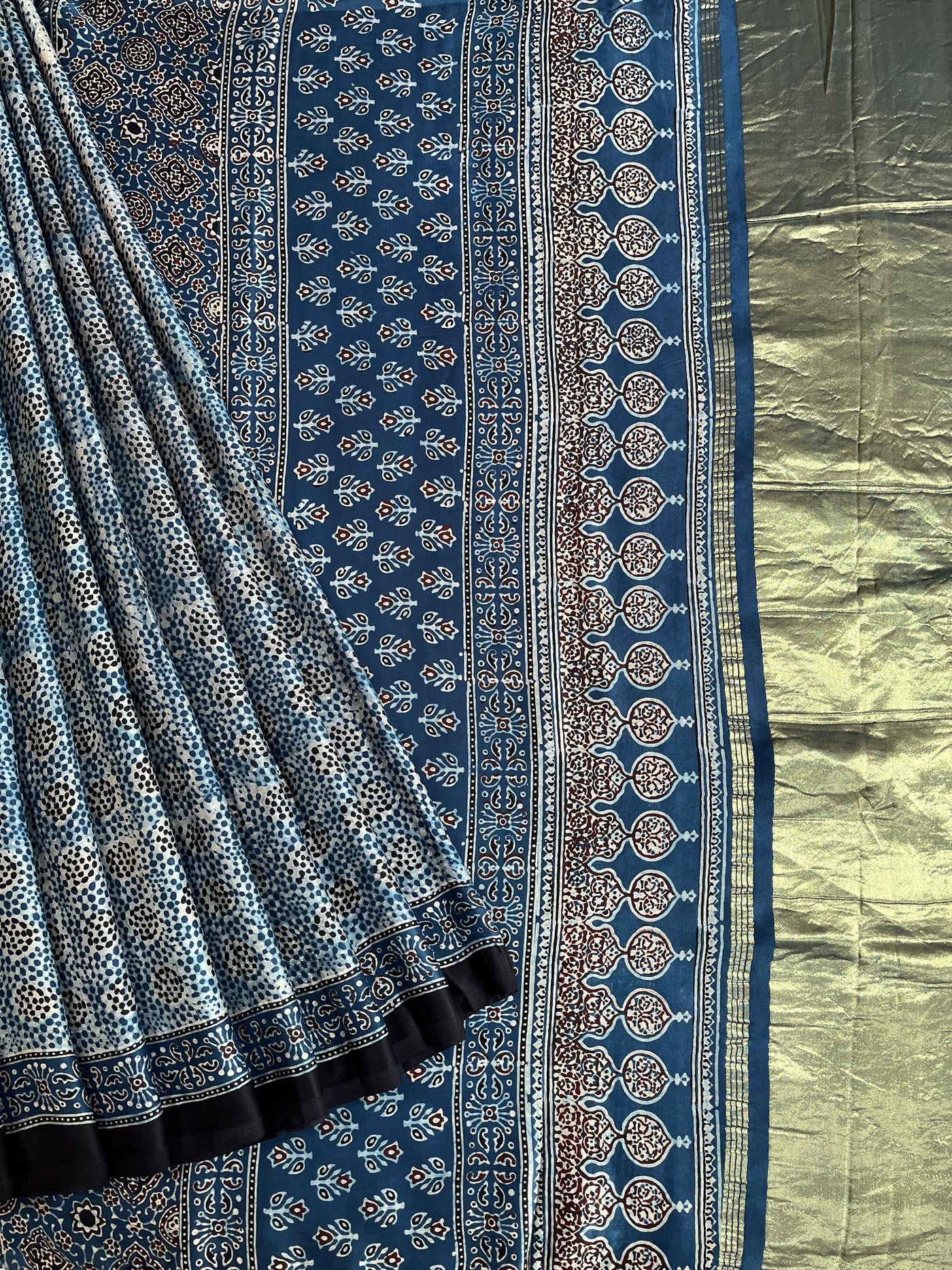 MOHINI: HANDBLOCK AJRAKH MODAL SILK SAREE WITH TISSUE PALLU