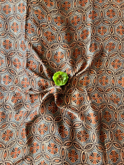 ADHIRA:BLACK,HANDBLOCK AJRAKH MODAL SILK GHARCHOLA SAREE