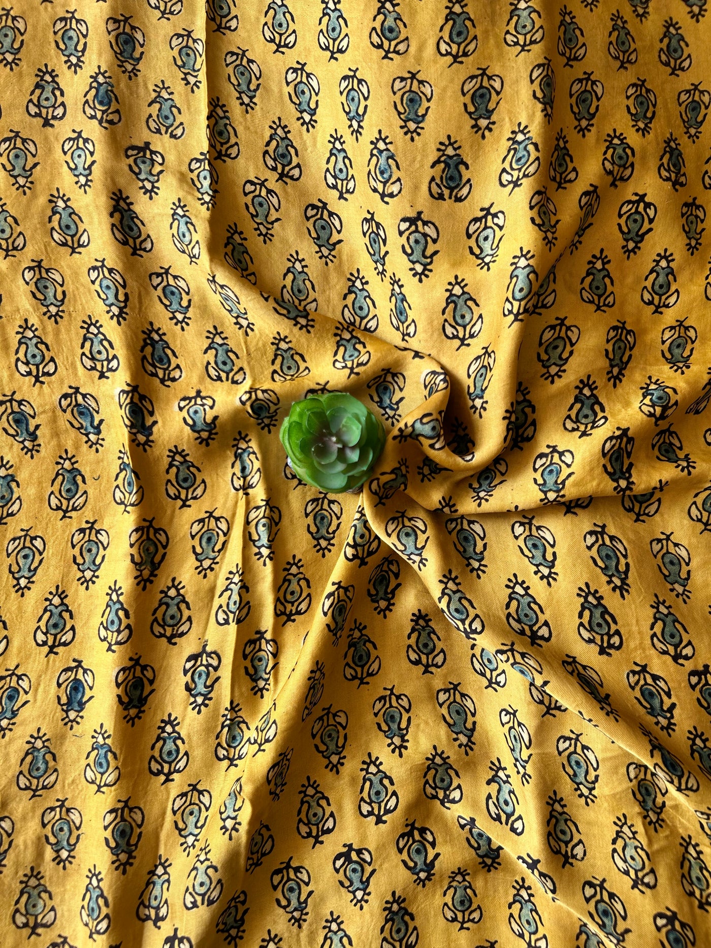 KIRAN:YELLOW,HANDBLOCK AJRAKH MODAL SILK GHARCHOLA SAREE