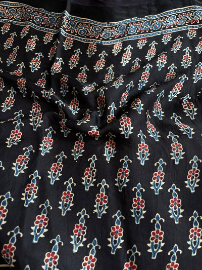 JIGYASA: HANDBLOCK AJRAKH MODAL SILK SAREE WITH TISSUE PALLU