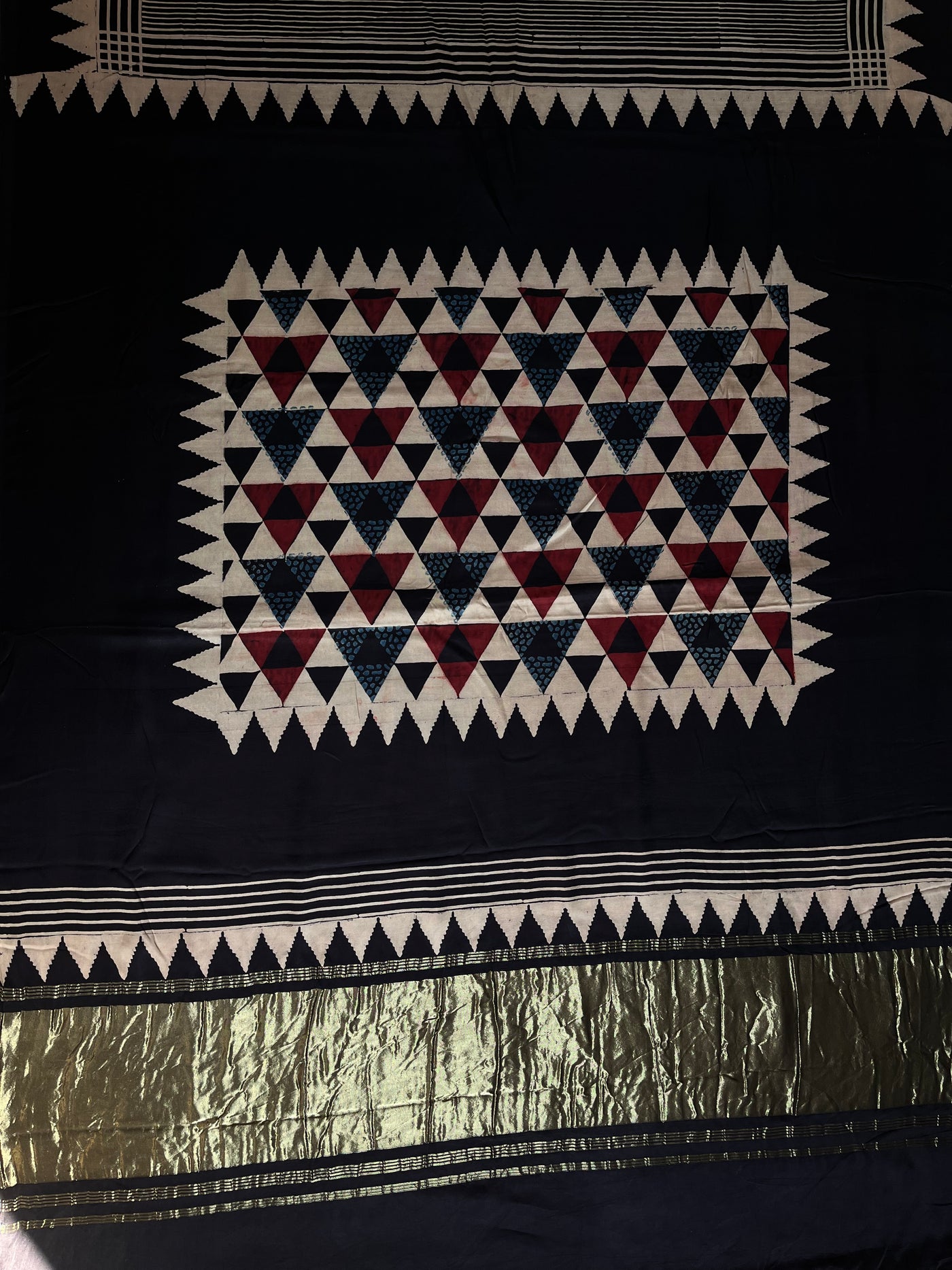 NALINI: HANDBLOCK AJRAKH MODAL SILK SAREE WITH TISSUE PALLU