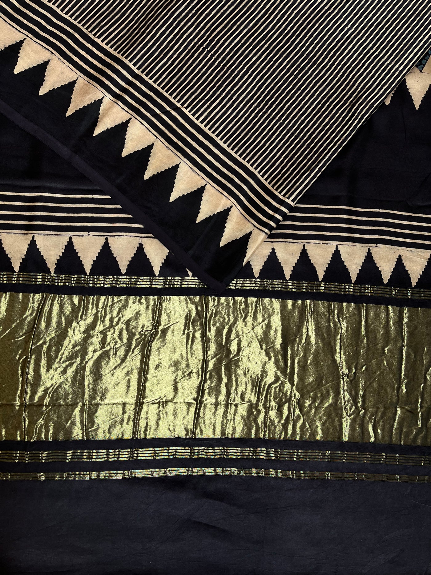 NALINI: HANDBLOCK AJRAKH MODAL SILK SAREE WITH TISSUE PALLU