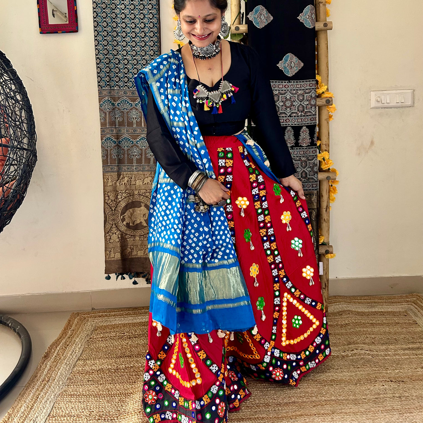 ANKUSH: HANDMADE BANDHANI MODAL SILK GHARCHOLA DUPATTA.