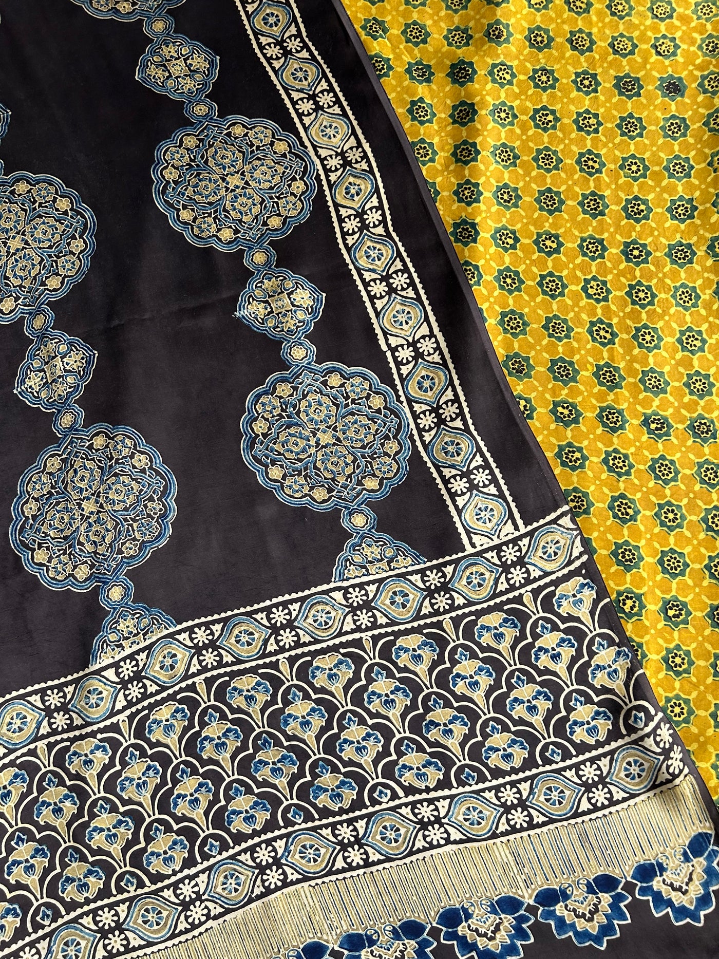 Vidhya:Handblock Ajrakh Modal Silk Suit