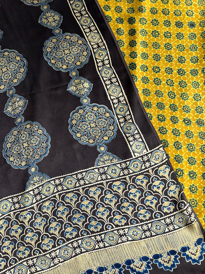 Vidhya:Handblock Ajrakh Modal Silk Suit