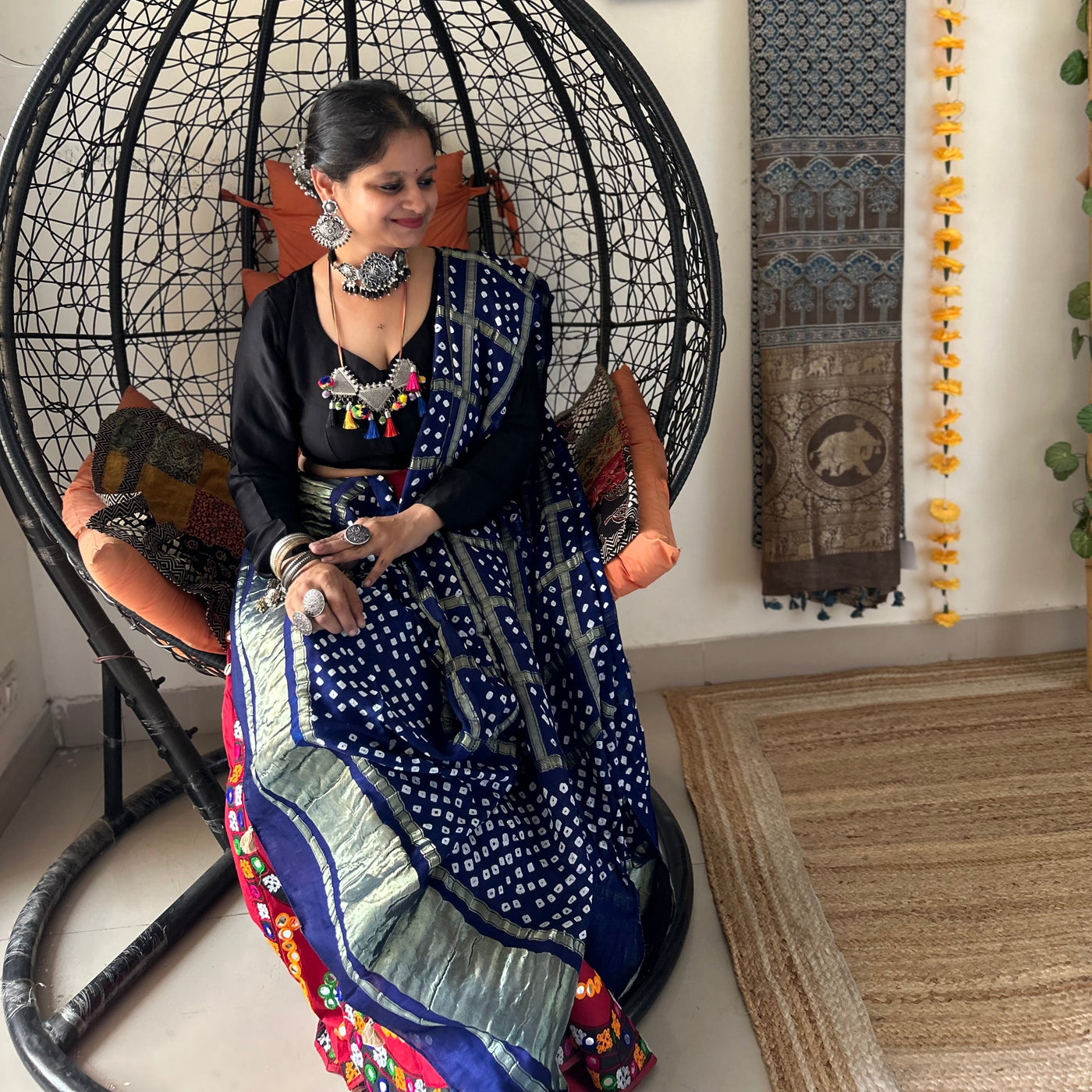 KUSUM: HANDMADE BANDHANI MODAL SILK GHARCHOLA DUPATTA.