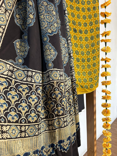 Vidhya:Handblock Ajrakh Modal Silk Suit