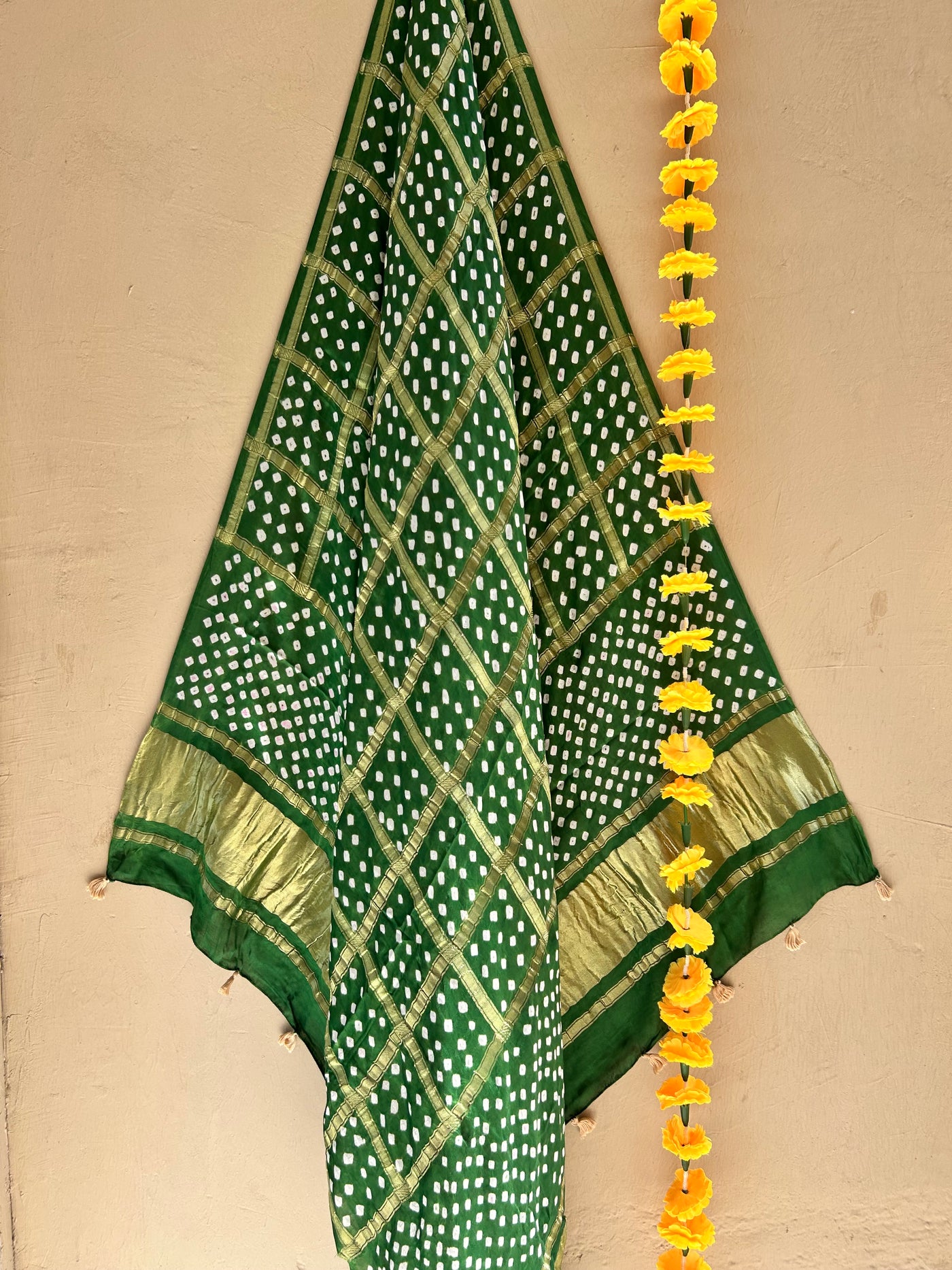 KRITI: HANDMADE BANDHANI MODAL SILK GHARCHOLA DUPATTA.