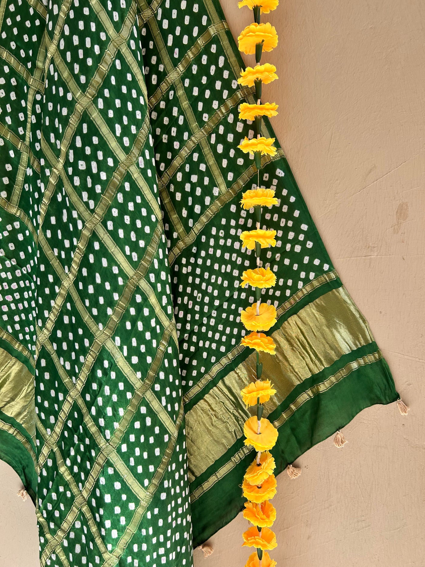 KRITI: HANDMADE BANDHANI MODAL SILK GHARCHOLA DUPATTA.