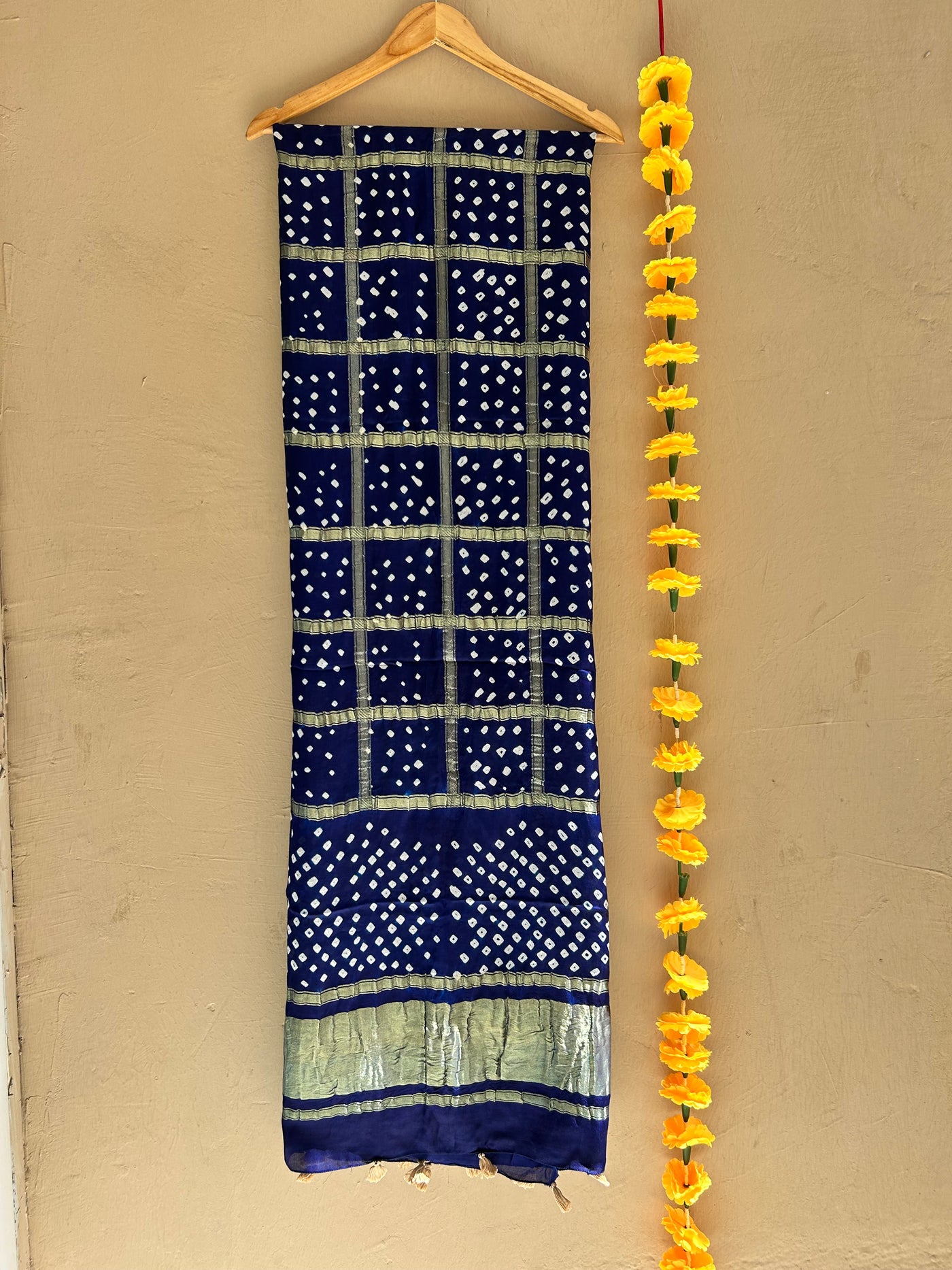 KUSUM: HANDMADE BANDHANI MODAL SILK GHARCHOLA DUPATTA.