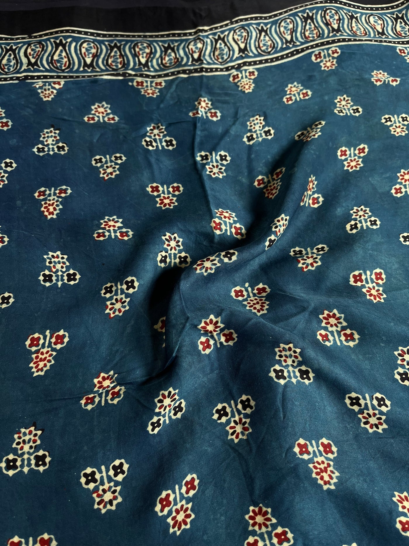 SHIKHA: Handblock Modal Silk Tissue Ajrakh Saree