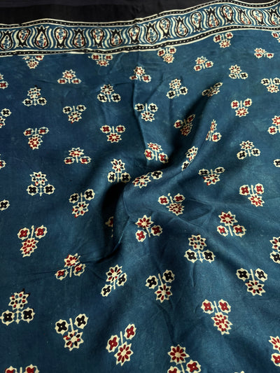 SHIKHA: Handblock Modal Silk Tissue Ajrakh Saree