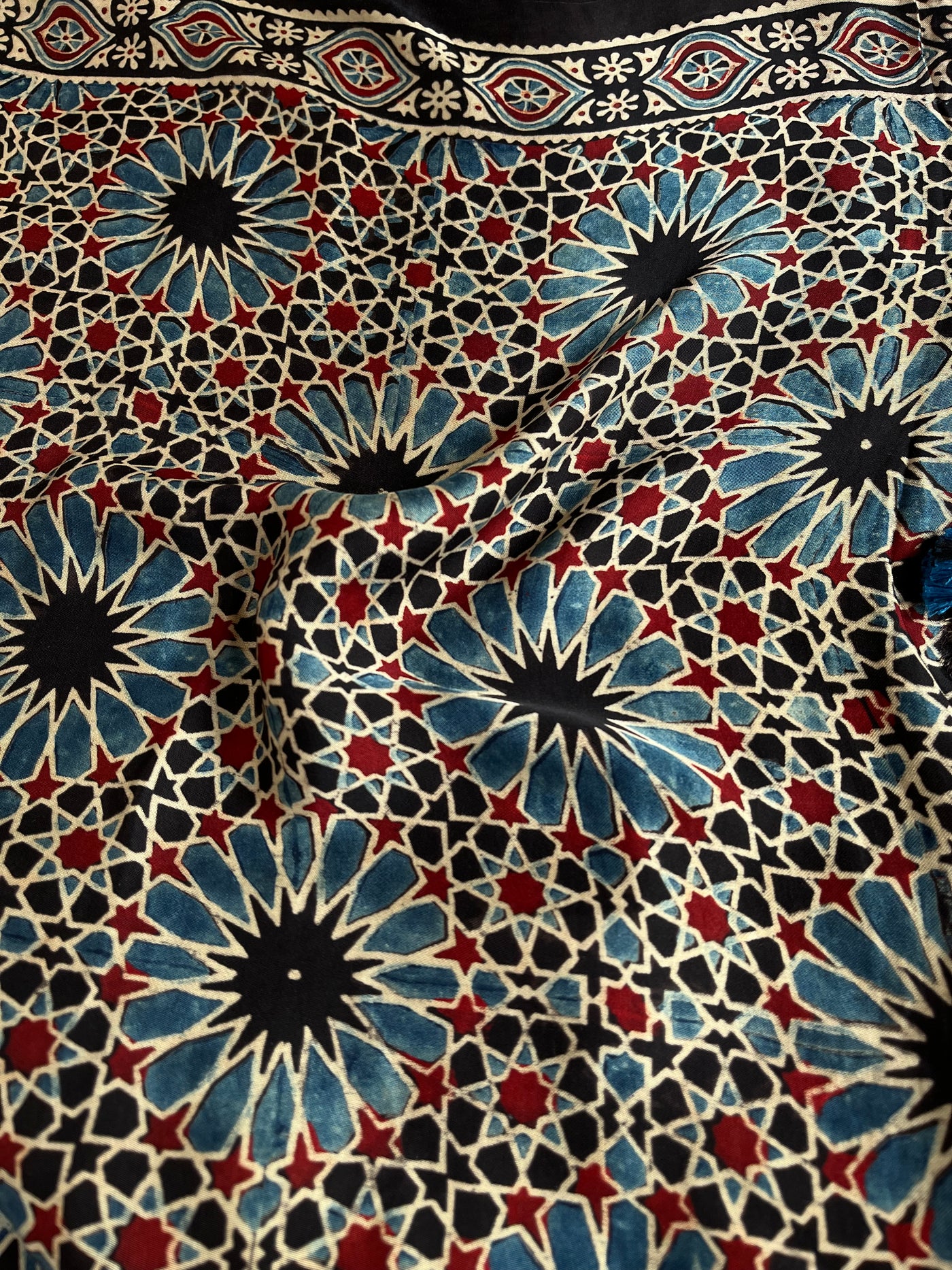 PRAGYA: Handblock Modal Silk Tissue Ajrakh Saree