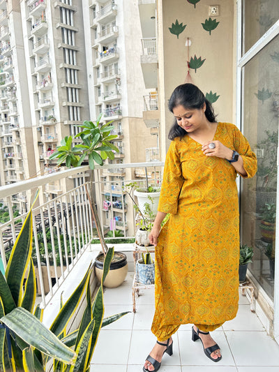 Priya: Ajrakh cotton kurta set