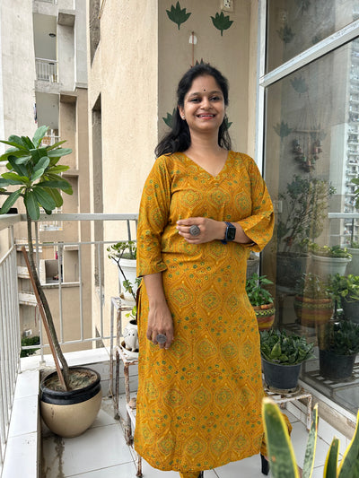 Priya: Ajrakh cotton kurta set