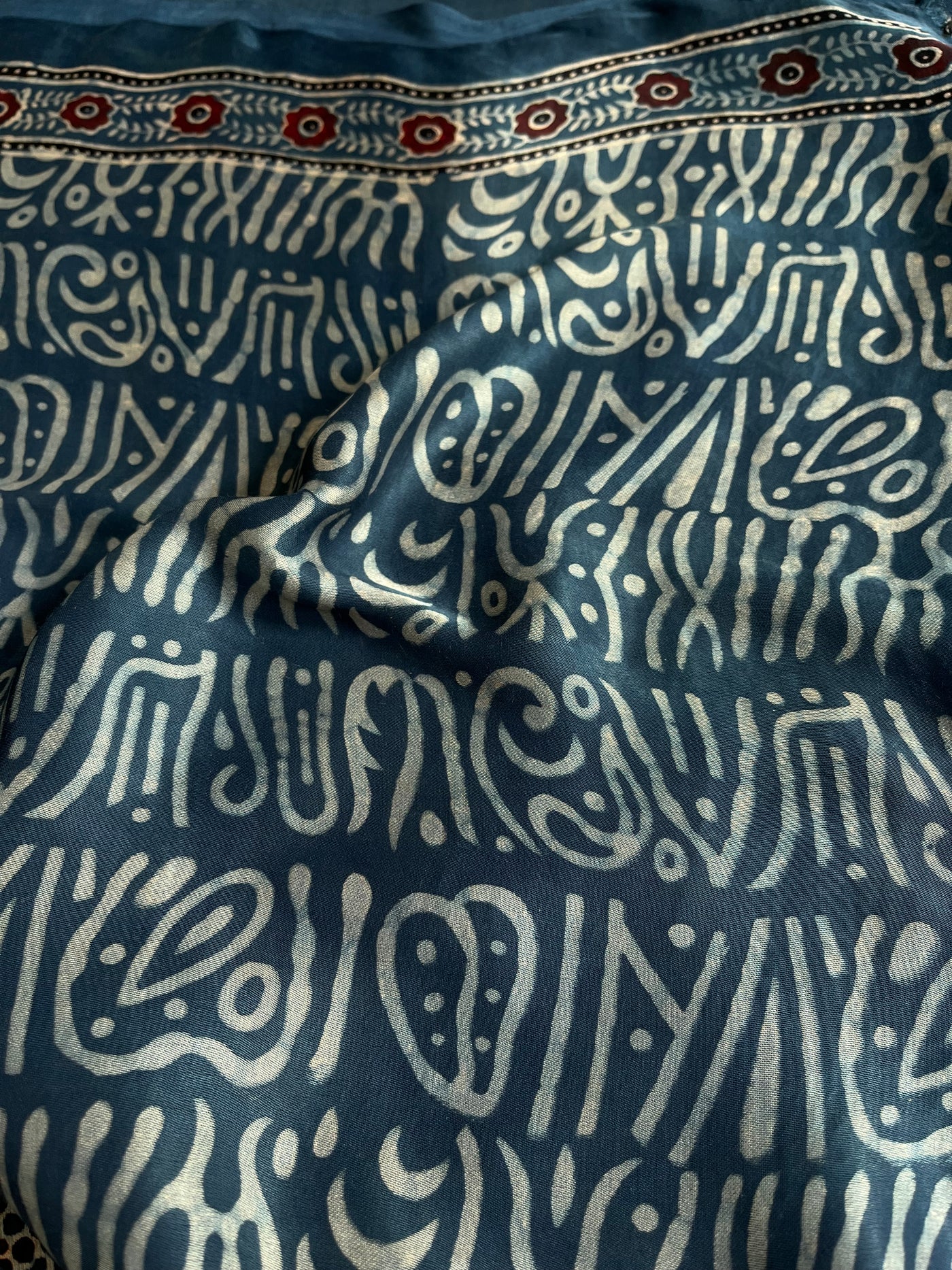 DHAWANI: Handblock Modal Silk Tissue Ajrakh Saree