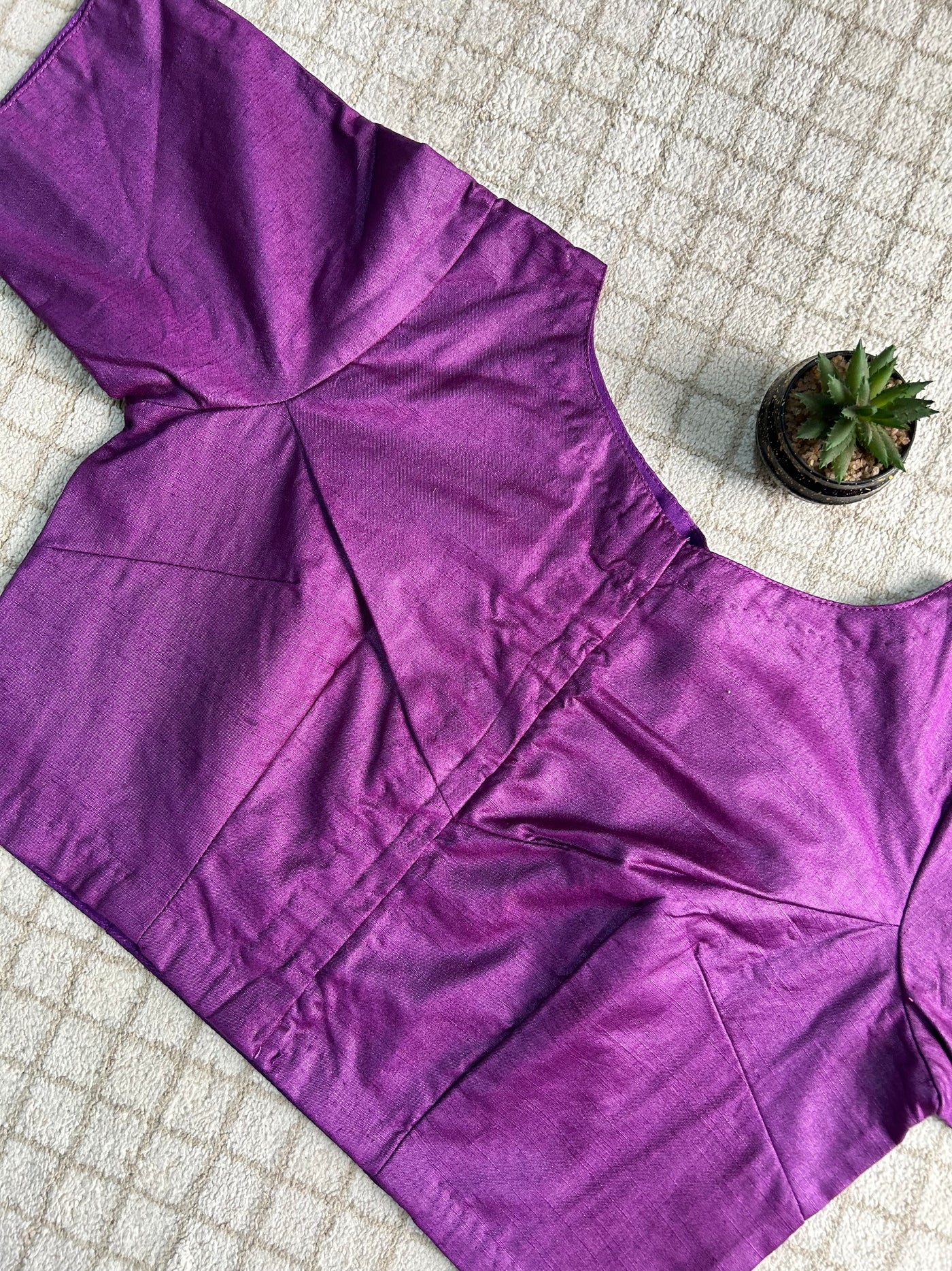 PURPLE SAGA : PURE SILK READYMADE BLOUSE