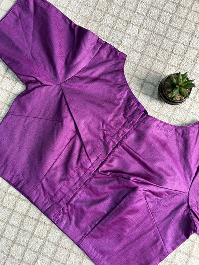 PURPLE SAGA : PURE SILK READYMADE BLOUSE