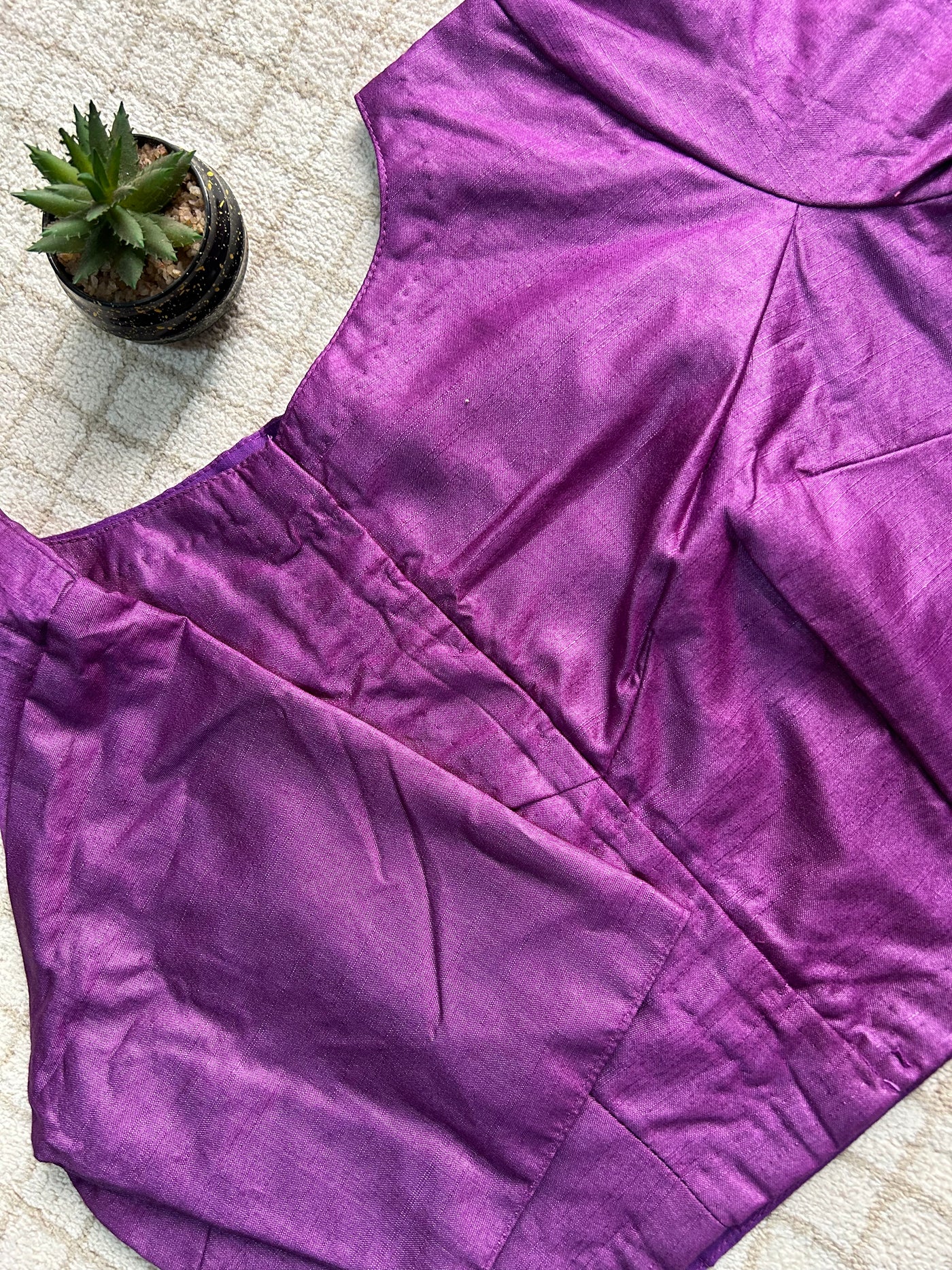 PURPLE SAGA : PURE SILK READYMADE BLOUSE