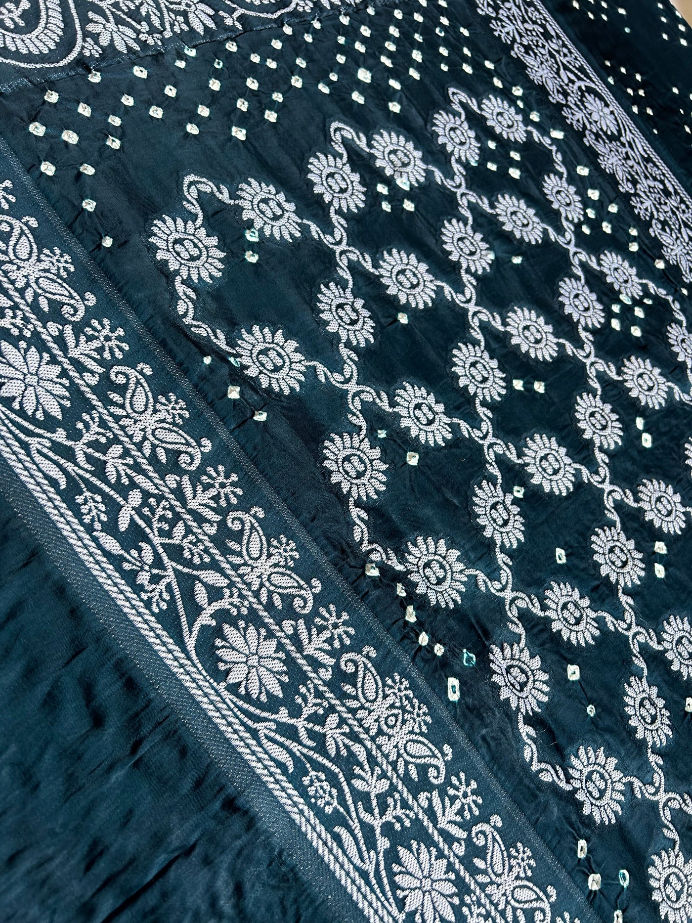 NANDA: Handmade Bandhani Modal Silk Saree With Designer Pallu