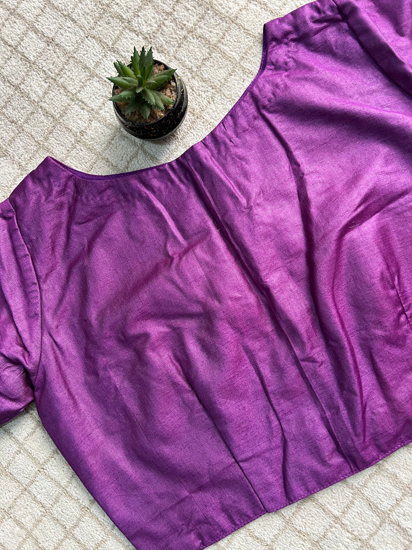 PURPLE SAGA : PURE SILK READYMADE BLOUSE