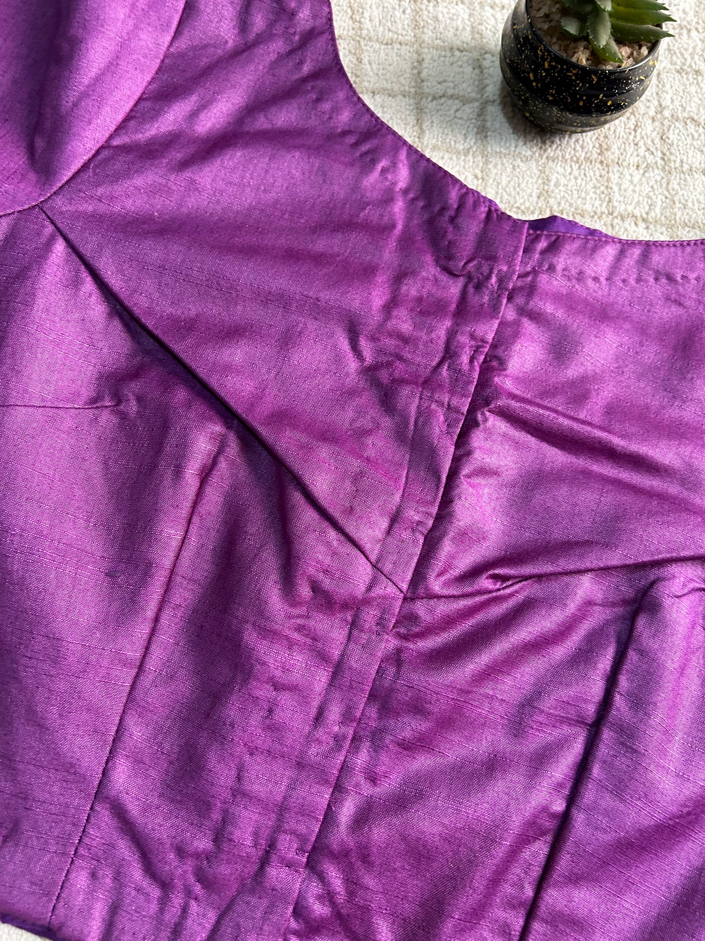 PURPLE SAGA : PURE SILK READYMADE BLOUSE