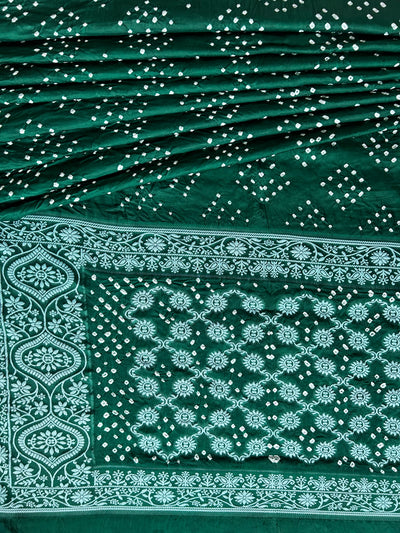 GUNJA: Handmade Bandhani Modal Silk Saree With Designer Pallu